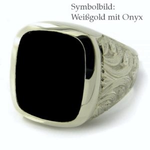 Siegelring Anfertigung Weißgold Onyx