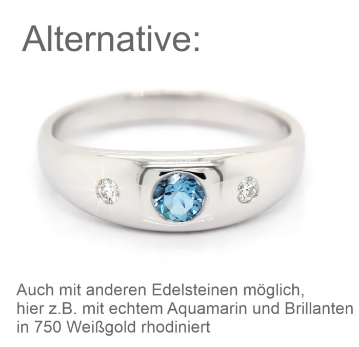 Bandring in Gold, 4 mm Saphir und 2 Brillanten