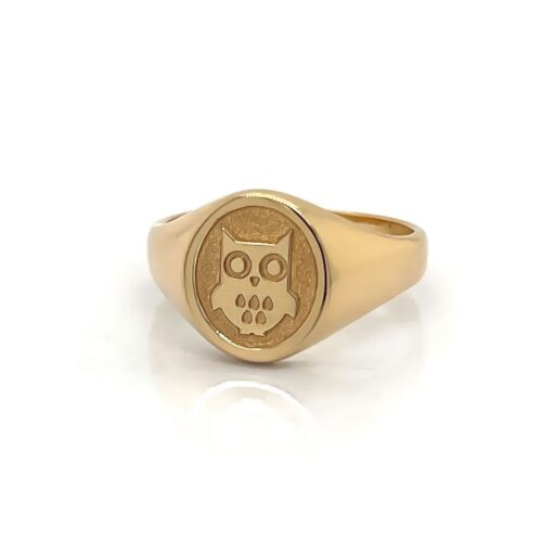 Siegelring in 750 Gold mit Gravurplatte 9,5x8 mm oval, Ringgröße 45