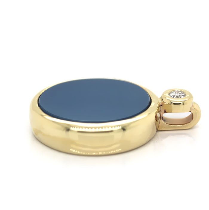 Anhänger in Gold mit Stein 15x13 mm oval und Brillant