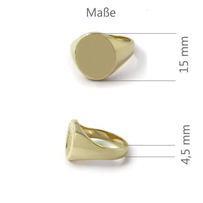 Siegelring in 333 Gold mit Gravurplatte 15x12,5 mm oval, Ringgröße 53,5