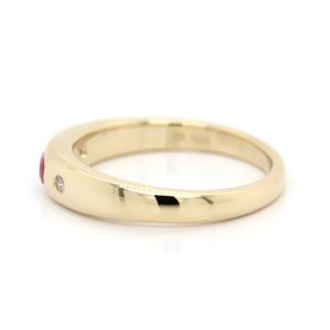 Bandring in Gold, 5x3 mm Rubin und 2 Brillanten - Image 2