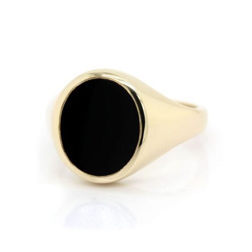 Siegelring in 333 Gold mit Onyx 12×10 mm oval, Ringgröße 54