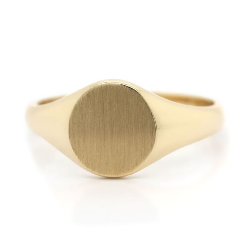 Siegelring in 585 Gold mit Gravurplatte 11,5x10 mm oval, Ringgröße 67