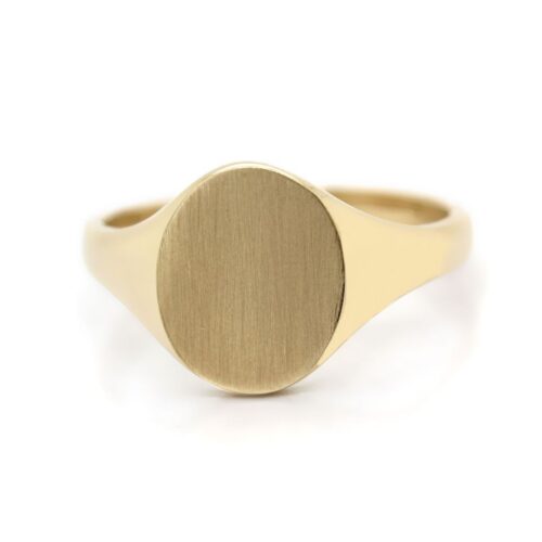 Siegelring in 333 Gold mit Gravurplatte 12x10 mm oval, Ringgröße 60