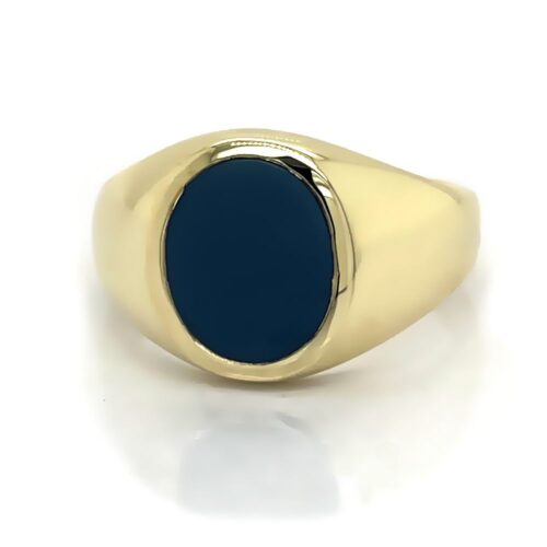 Siegelring in 585 Gold mit Lagenstein 12x10 mm oval, Ringgröße 63